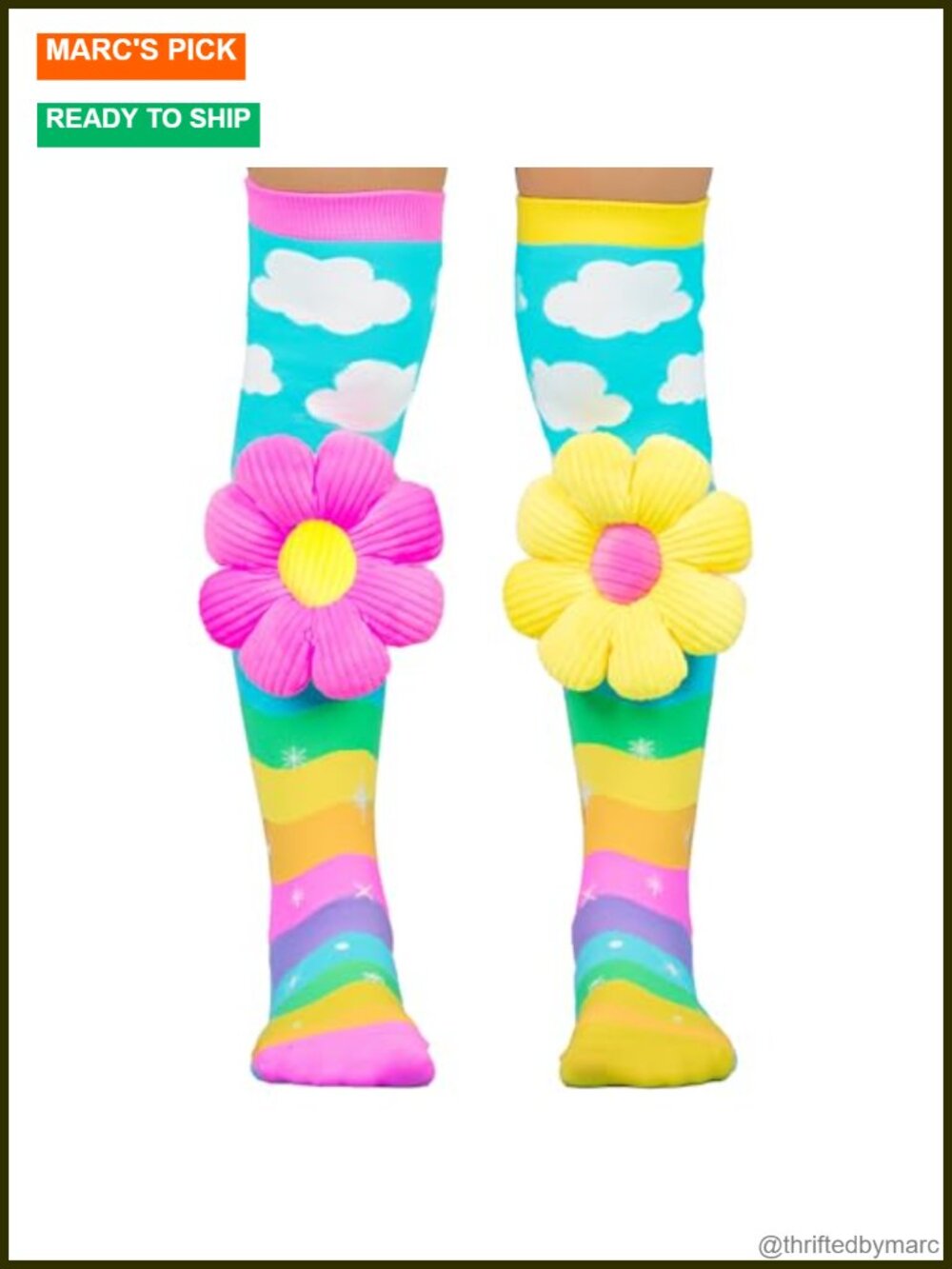 MADMIA Flower Power Knee-High Socks Fun Dress-Up Crazy Sock Day Gift